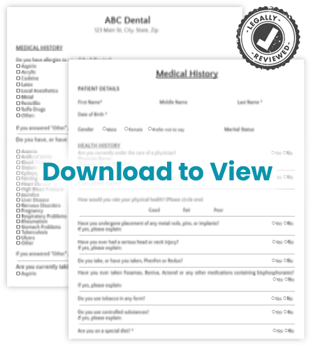 Download Dental Medical History Form