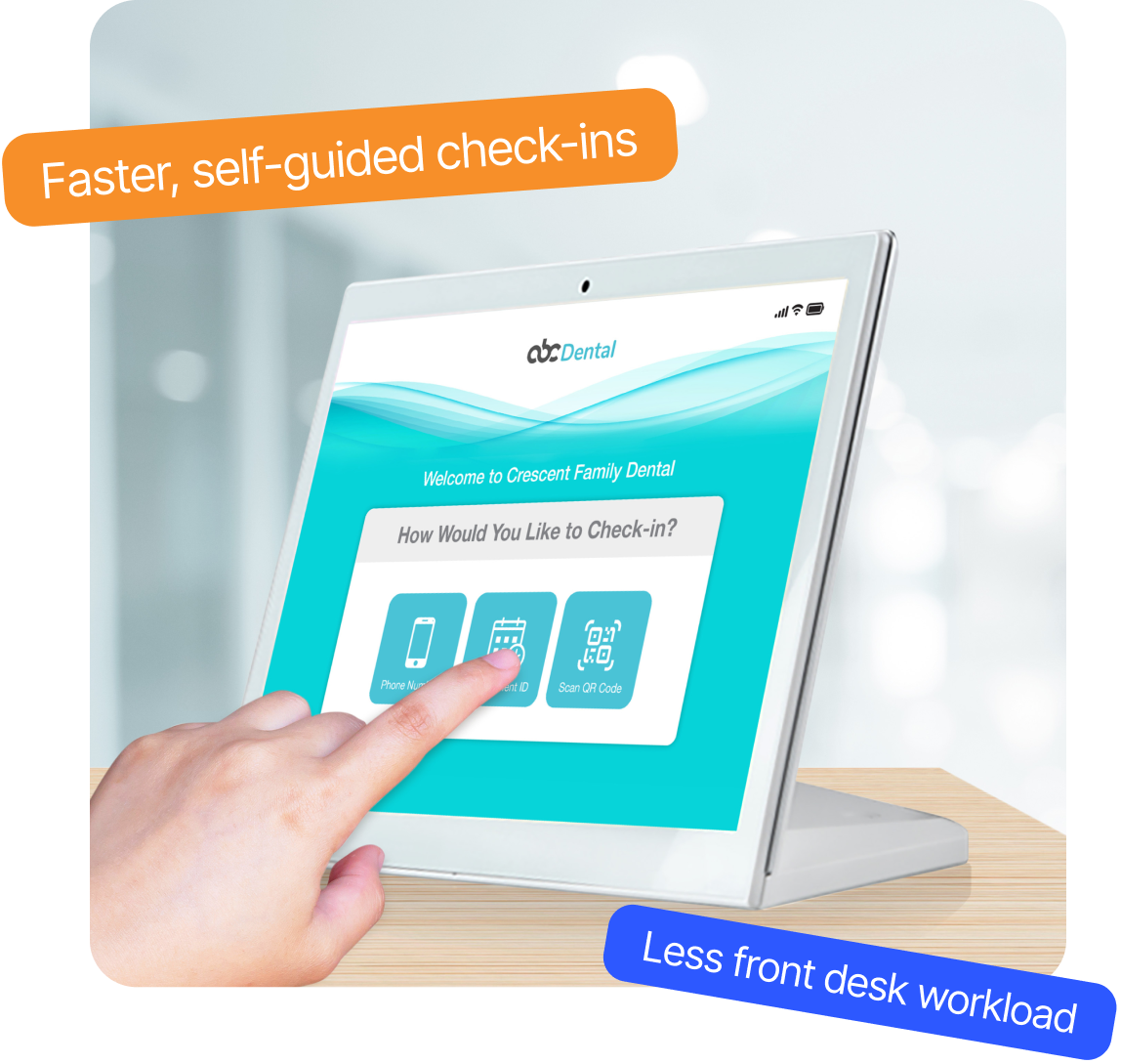 Patient using check-in kiosk