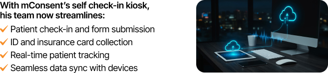 Patient using check-in kiosk