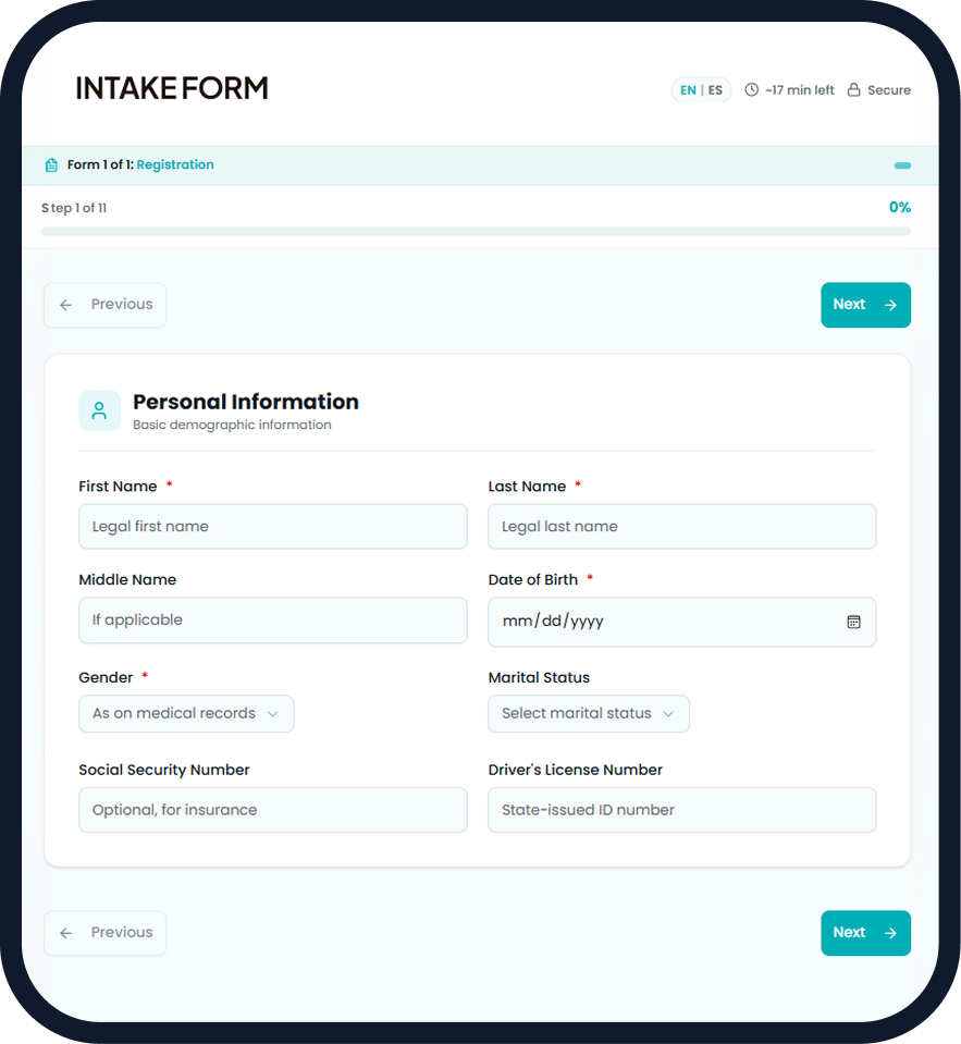 mConsent digital intake forms on a mobile device
