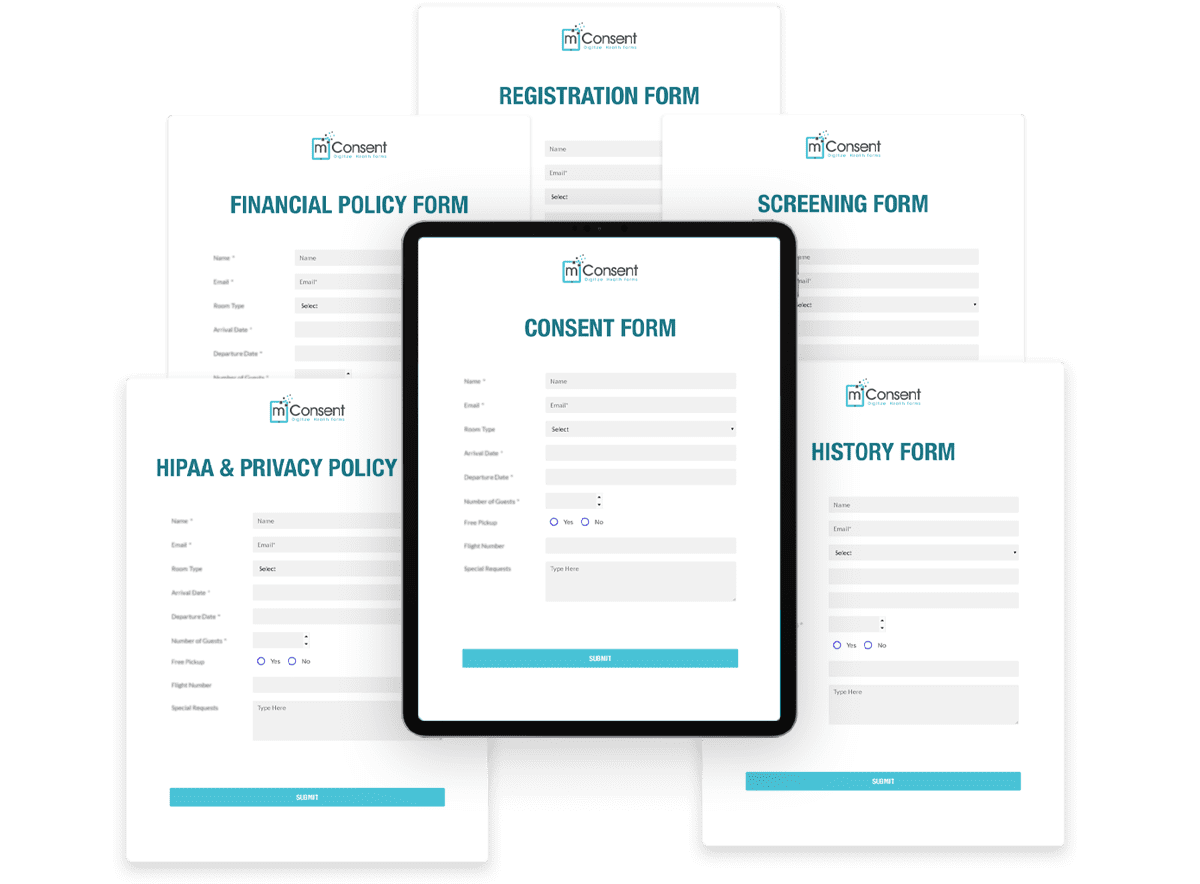 Digital patient intake forms on tablet and mobile