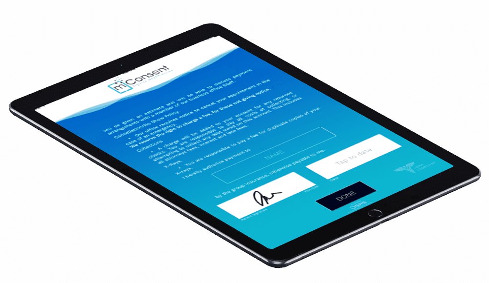 mConsent iPad app for in-office use
