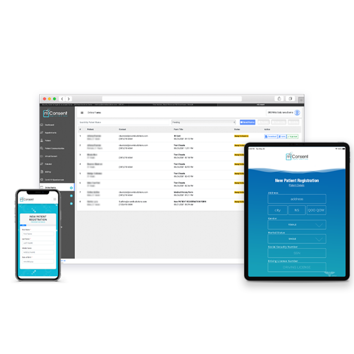 Customizable online patient forms
