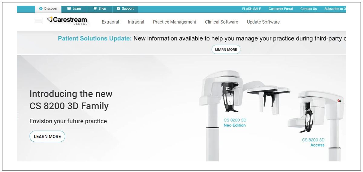 screenshot of carestream web page
