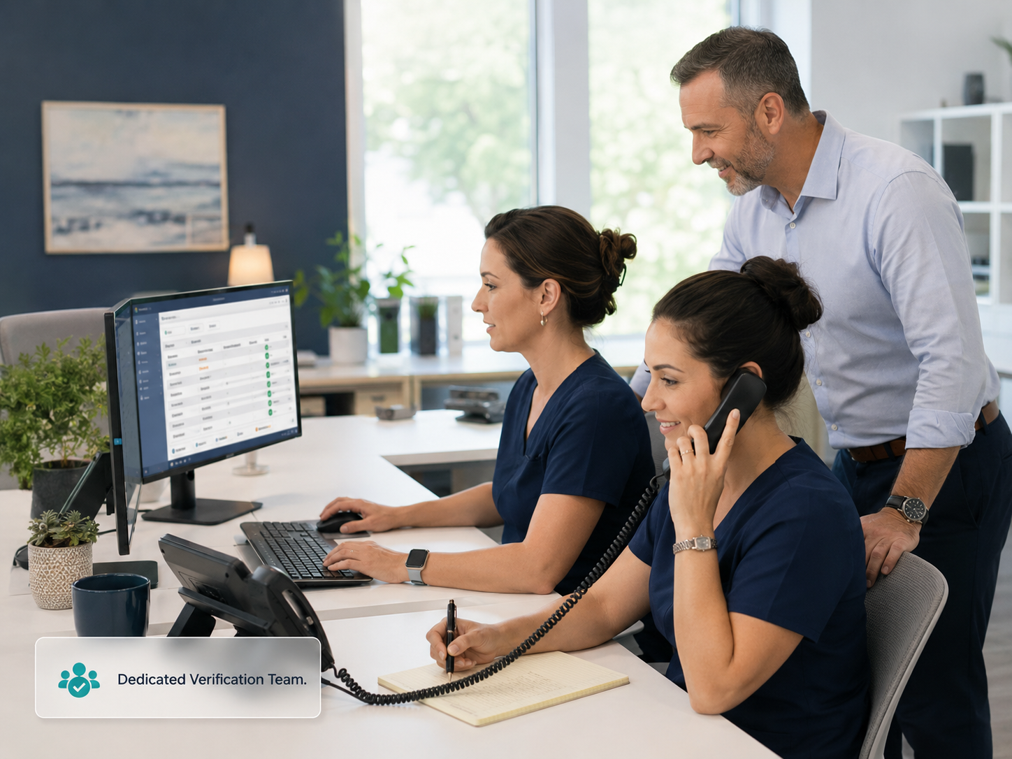 The dedicated US-led insurance verification team working endodontic benefit checks for a practice