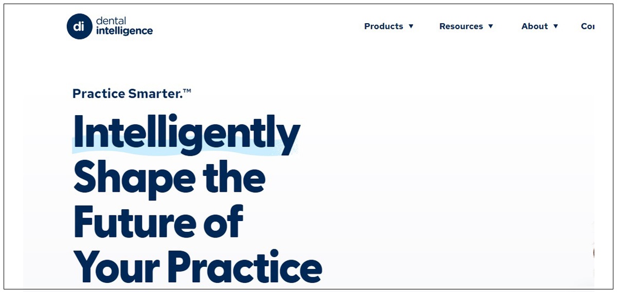 screenshot of dental intelligence home page