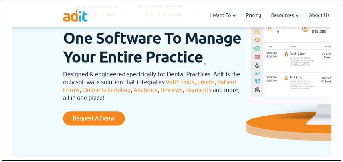 Screenshot of adit home page