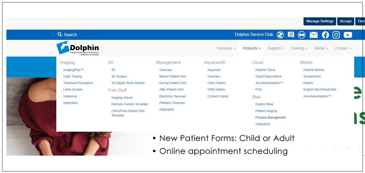 screenshot of dolphin home page
