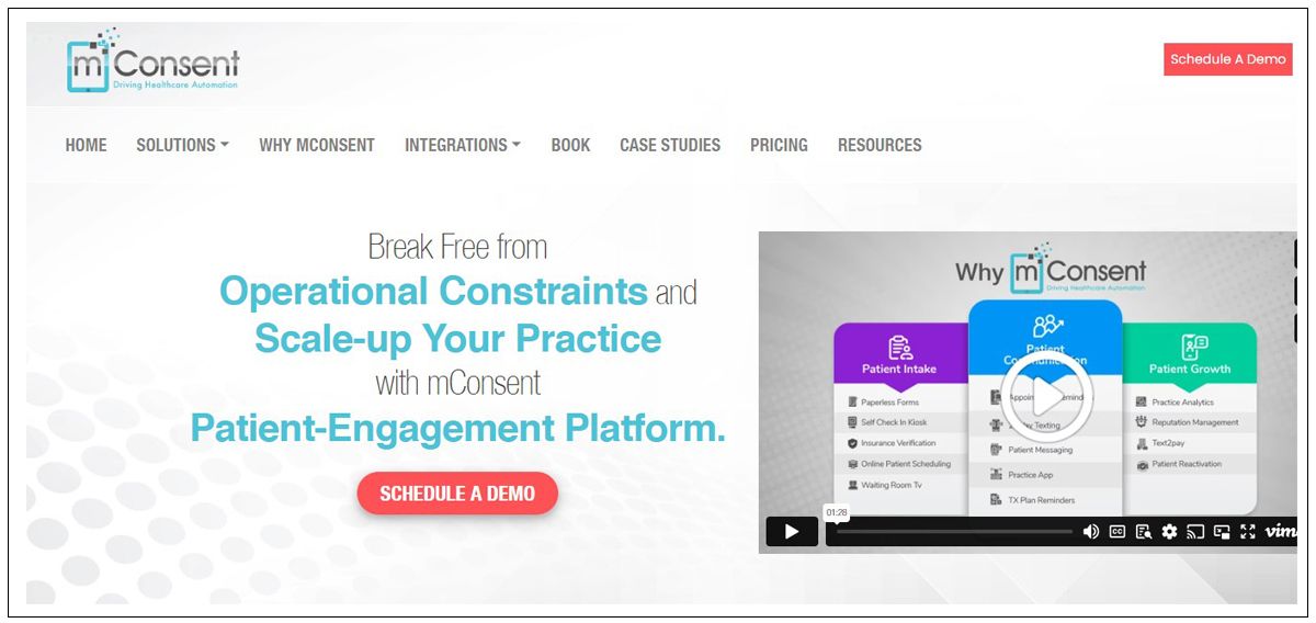 screenshot of mConsent home page