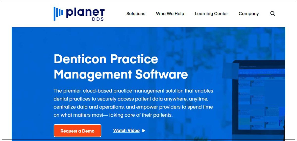 screen shot of denticon homepage