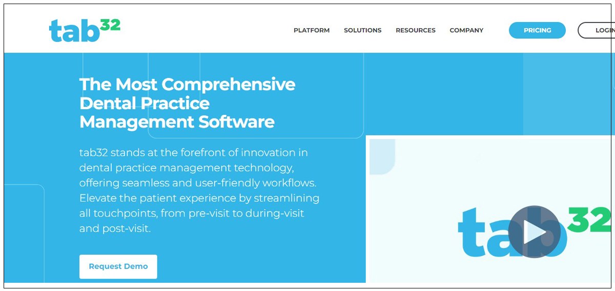 screenshot of home page of tab32