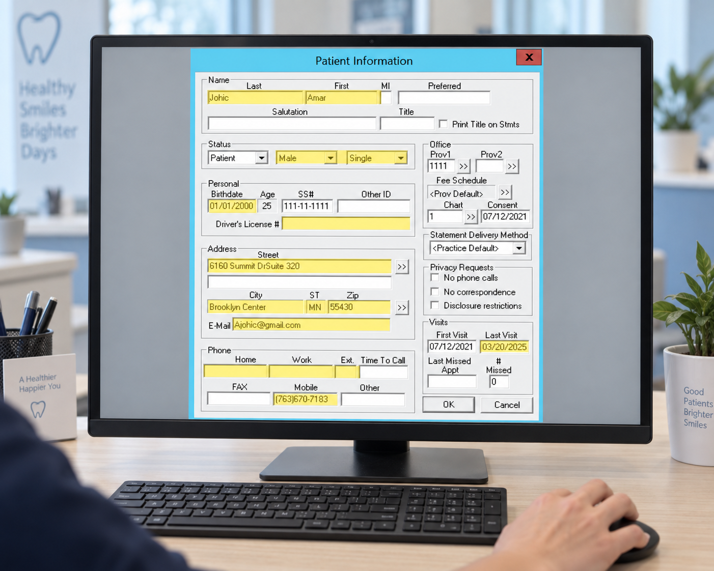 mConsent intake forms and reminders connected to the Dentrix chart