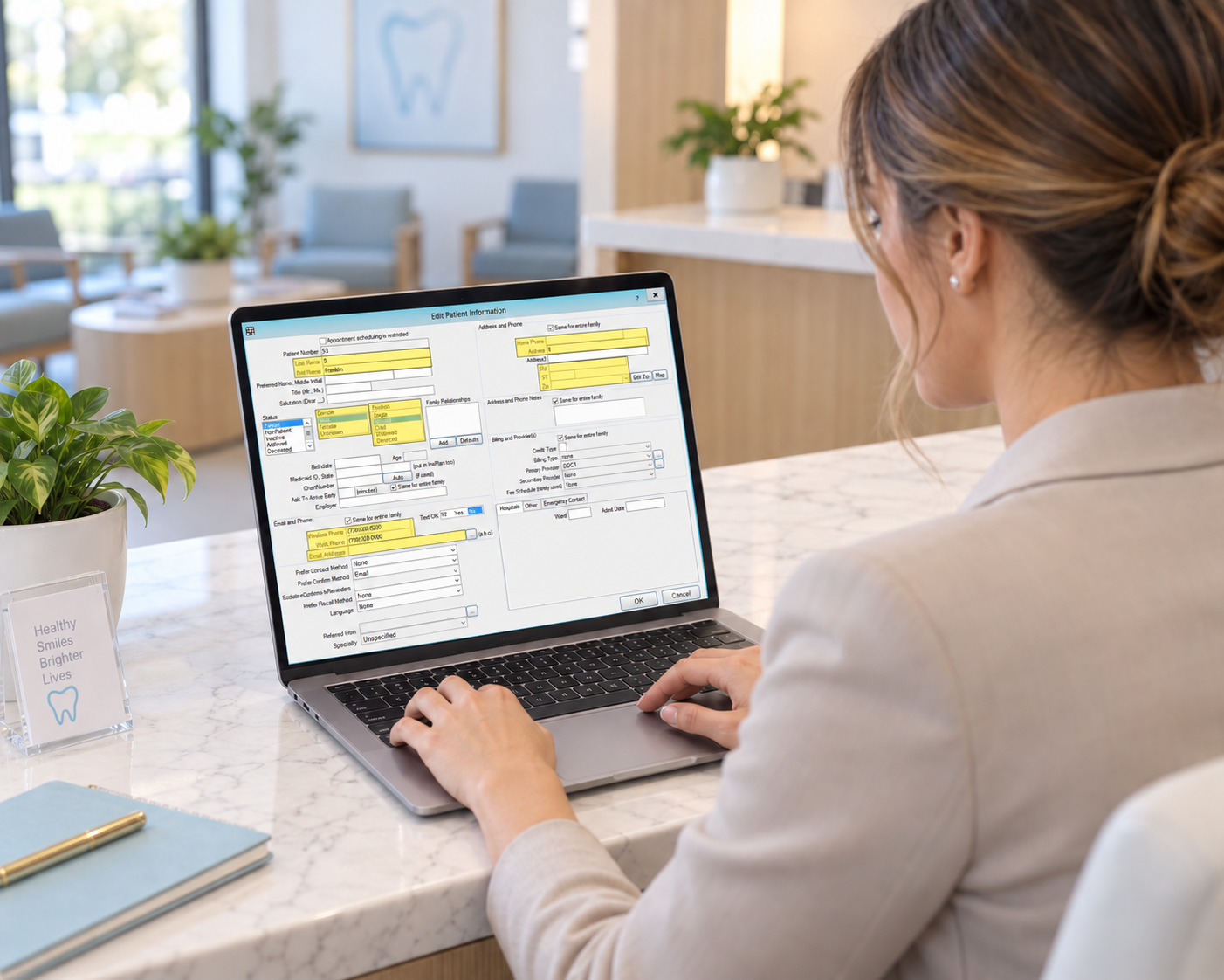mConsent patient intake and scheduling workflows connected to Dolphin Management