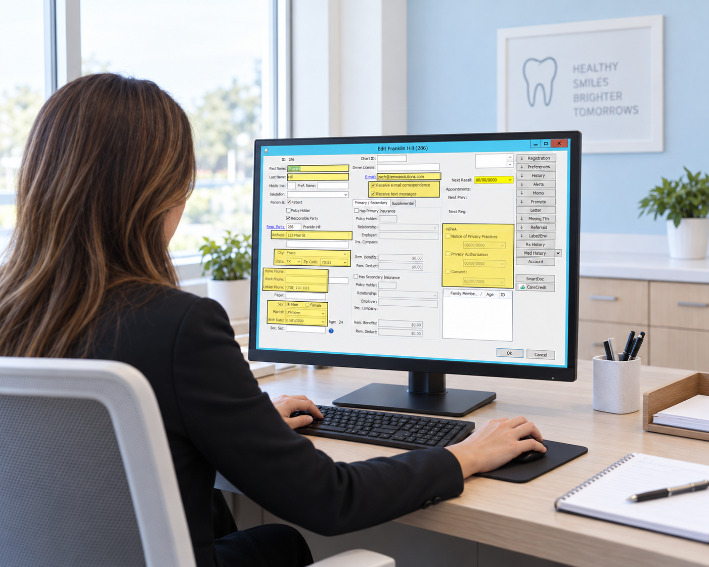 mConsent patient intake form syncing into the Eaglesoft chart