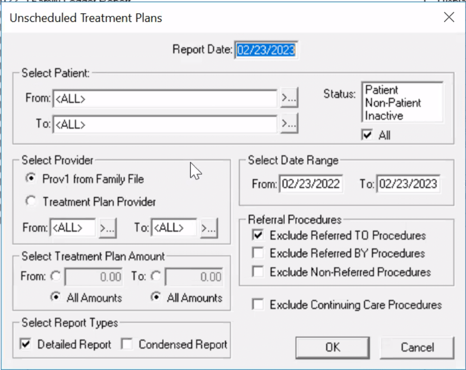 2) Choose Date Range and Patient Range - Click Ok