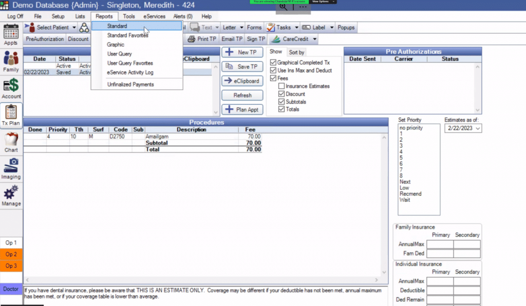 1)Click on Reports - Standard