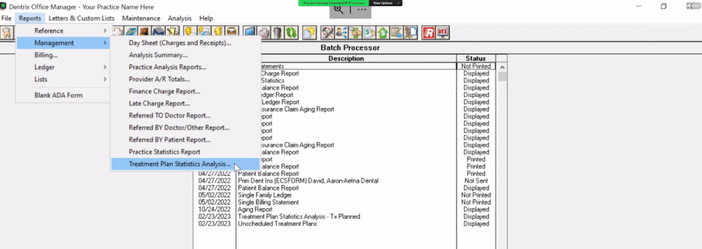 Go back to Lists - Select Treatment Plan Statistics Analysis