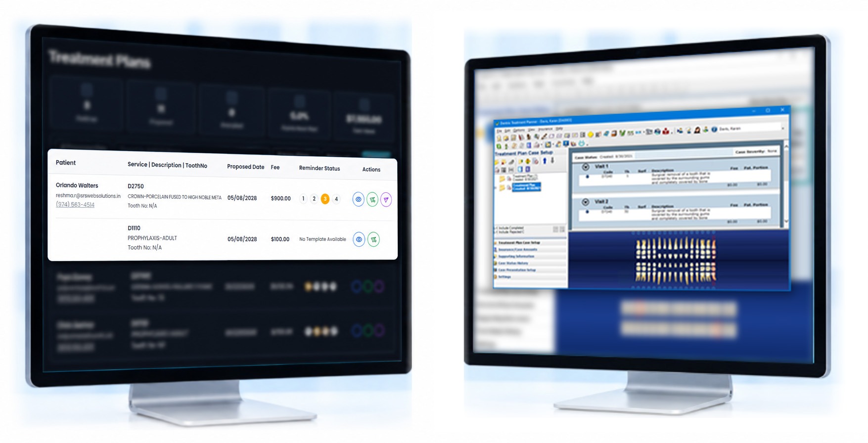 Treatment plans that get scheduled — mConsent and Dentrix screens